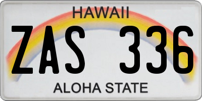 HI license plate ZAS336