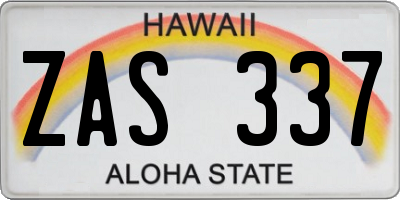 HI license plate ZAS337
