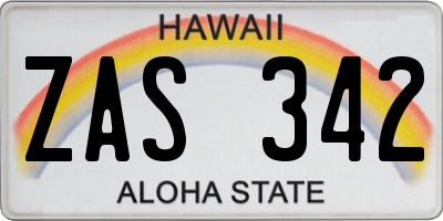 HI license plate ZAS342