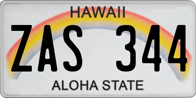 HI license plate ZAS344