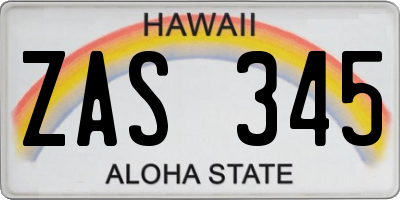 HI license plate ZAS345