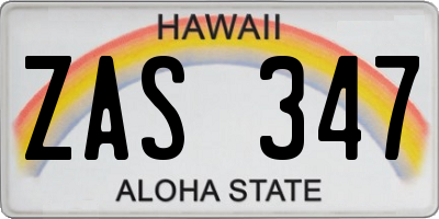 HI license plate ZAS347