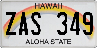 HI license plate ZAS349