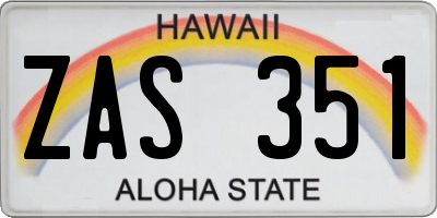 HI license plate ZAS351