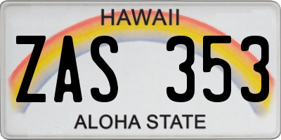 HI license plate ZAS353