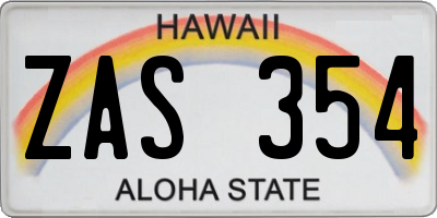 HI license plate ZAS354