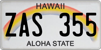 HI license plate ZAS355