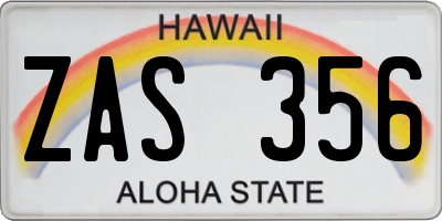 HI license plate ZAS356