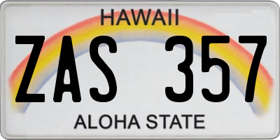HI license plate ZAS357