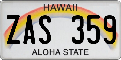 HI license plate ZAS359