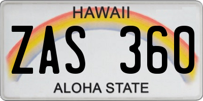 HI license plate ZAS360