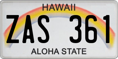 HI license plate ZAS361