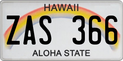 HI license plate ZAS366