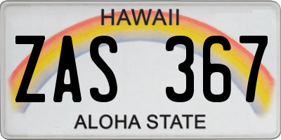 HI license plate ZAS367