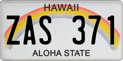 HI license plate ZAS371