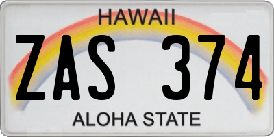 HI license plate ZAS374