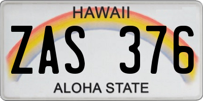 HI license plate ZAS376