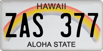 HI license plate ZAS377