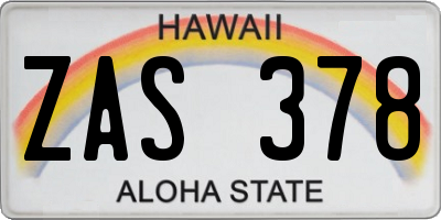 HI license plate ZAS378