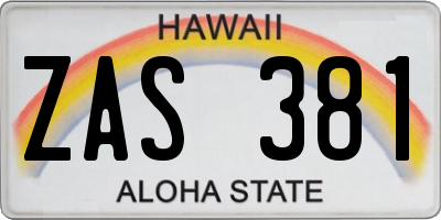 HI license plate ZAS381