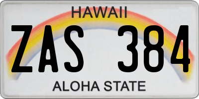 HI license plate ZAS384