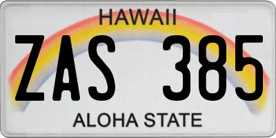 HI license plate ZAS385