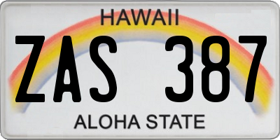 HI license plate ZAS387