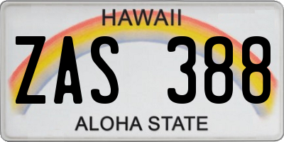 HI license plate ZAS388