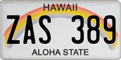 HI license plate ZAS389