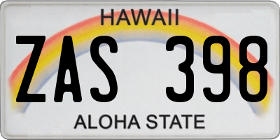 HI license plate ZAS398