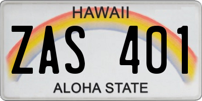 HI license plate ZAS401