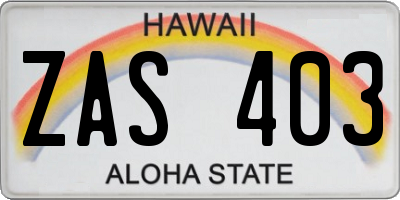 HI license plate ZAS403
