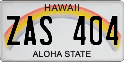 HI license plate ZAS404