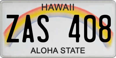HI license plate ZAS408