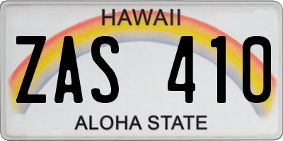 HI license plate ZAS410