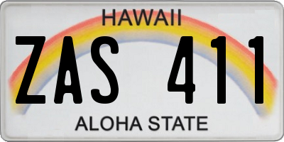HI license plate ZAS411