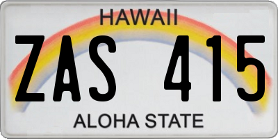 HI license plate ZAS415