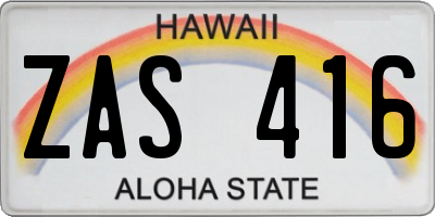 HI license plate ZAS416