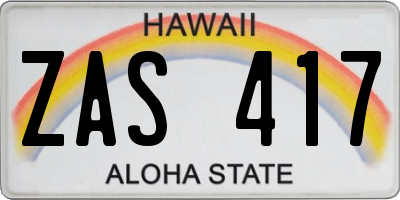 HI license plate ZAS417