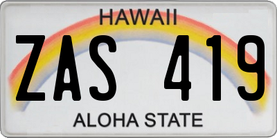 HI license plate ZAS419