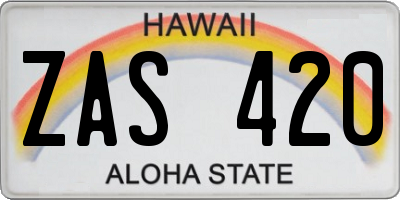 HI license plate ZAS420