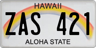 HI license plate ZAS421