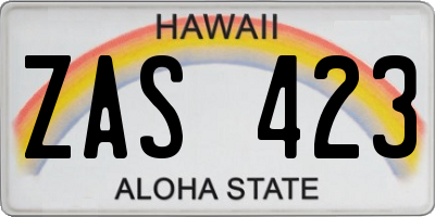HI license plate ZAS423