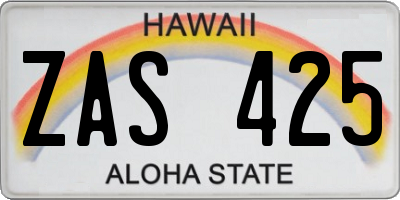 HI license plate ZAS425