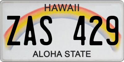 HI license plate ZAS429