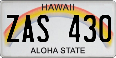 HI license plate ZAS430