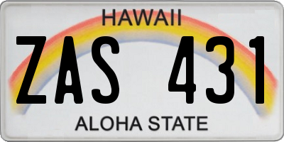 HI license plate ZAS431