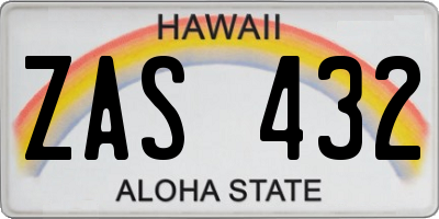 HI license plate ZAS432