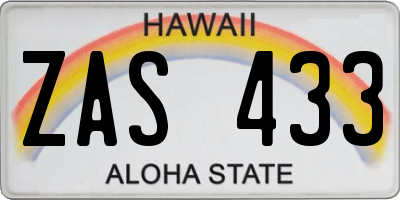 HI license plate ZAS433