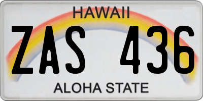 HI license plate ZAS436